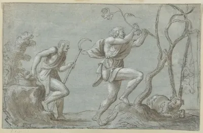 Twee mannen in een landschap