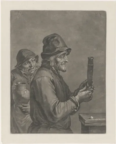 Twee mannen met bierglas en bierkan