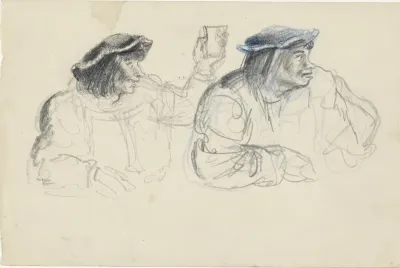 Twee mannen met een baret, de een met een geheven glas