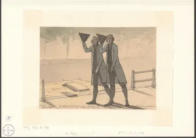 Twee mannen met een driekantige steek