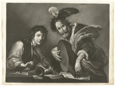 Twee mannen met een instrument