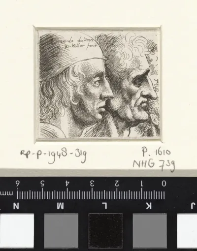Twee mannenkoppen en profil