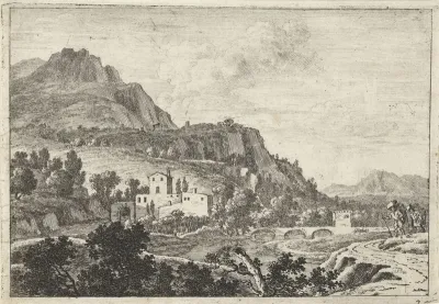 Twee marskramers bij een rivier