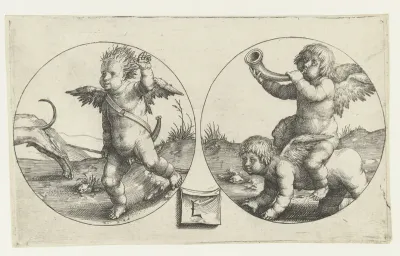Twee medaillons met putti