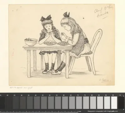 Twee meisjes aan een tafel