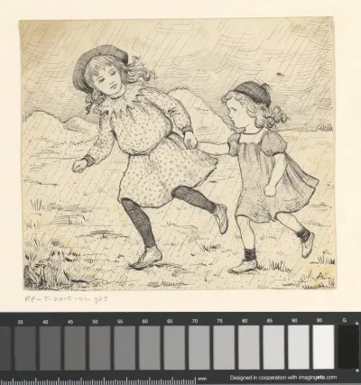 Twee meisjes in de regen