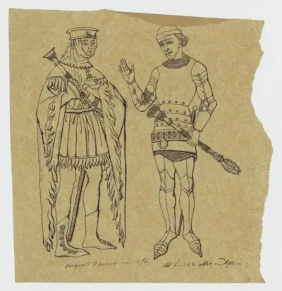 Twee middeleeuwse soldaten vóór 1370