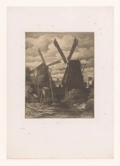 Twee molens bij een brug