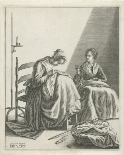 Twee naaiende vrouwen