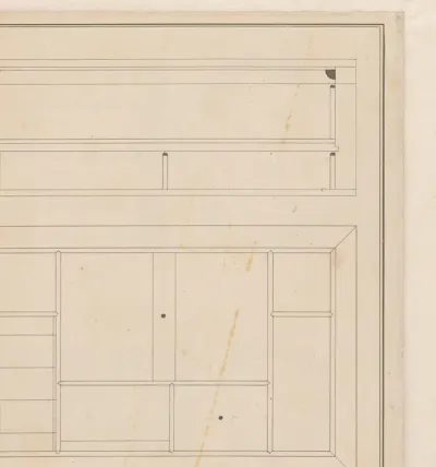 Twee ontwerpen voor de verdeling van het interieur van een schrijf- of documentendoos