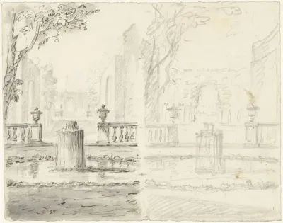 Twee ontwerpen voor een tuingezicht en een balustrade