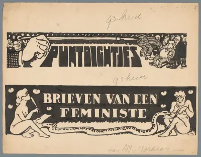 Twee ontwerpen voor 'Puntdichtjes' en 'Brieven van een Feministe'