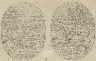 Twee ovalen met landschappen