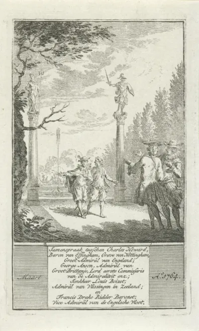 Twee paar historische figuren in gesprek