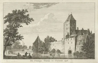Twee paarden in een doorgang van een vervallen gebouw