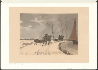 Twee paarden schrikken van een zeilschip