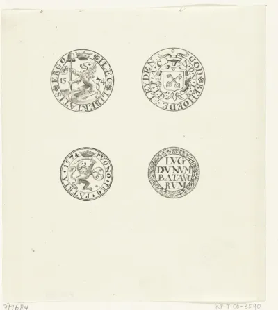 Twee papieren noodmunten uit het beleg van Leiden, 1574