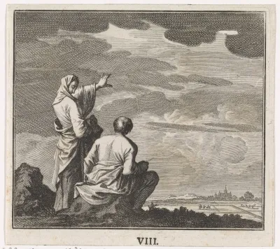 Twee personen in een landschap