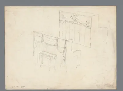 Twee piano's met draperieën