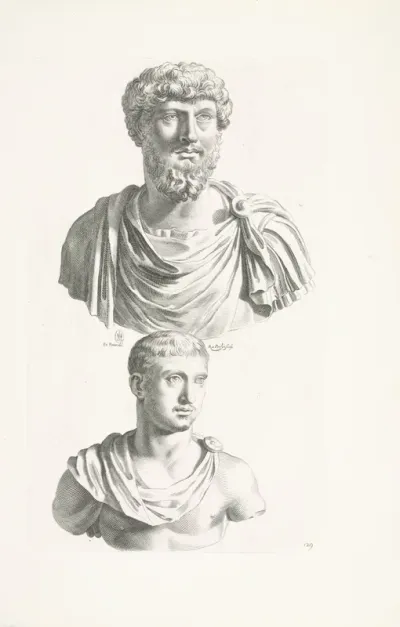 Twee portretbustes van keizer Lucius Verus en keizer Alessandro Severo
