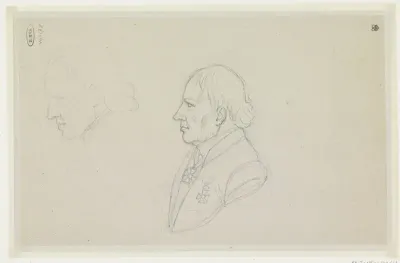Twee profielschetsen van Jan Willem Pieneman