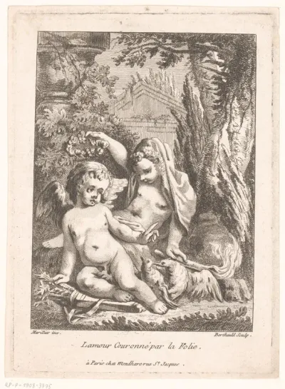 Twee putti in een tuin