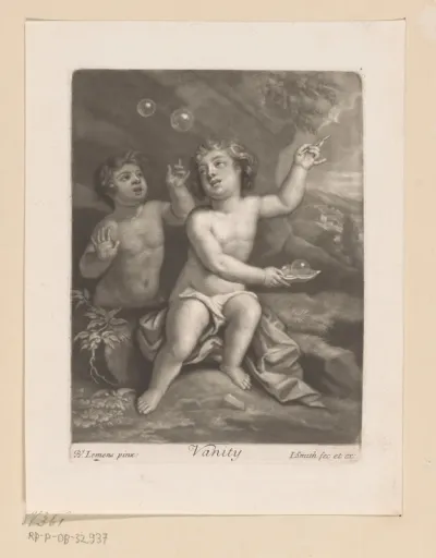 Twee putti maken zeepbellen