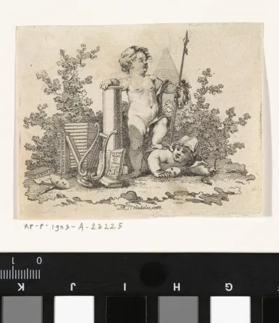 Twee putti met allegorische attributen