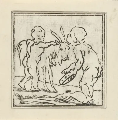 Twee putti met een bok en tamboerijn