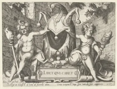 Twee putti met een narrenkap