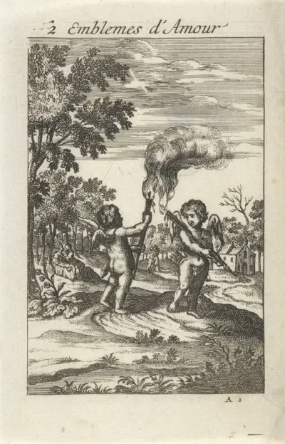 Twee putti met toortsen
