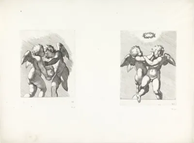 Twee putti op het punt elkaar te omhelzen / Twee vechtende putti