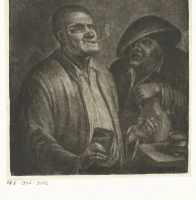 Twee rokende en drinkende mannen