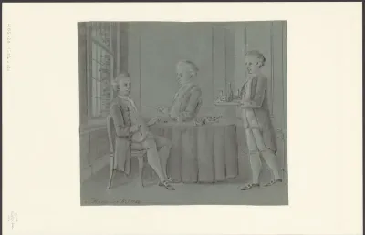 Twee rokende mannen en een bediende
