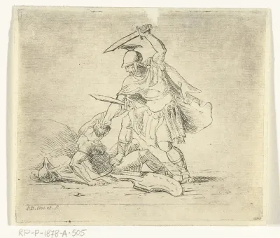 Twee Romeinse soldaten met elkaar in gevecht