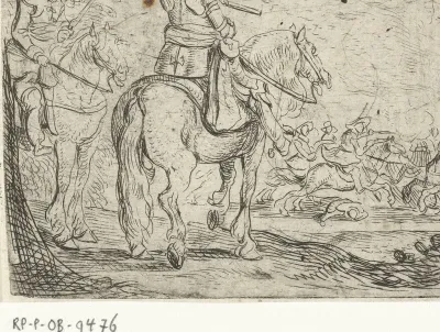 Twee ruiters bij een cavaleriegevecht