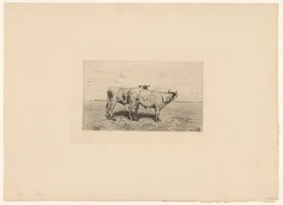 Twee runderen in een landschap