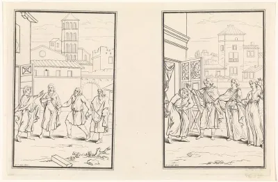Twee scènes uit de komedie Adelphoe van Terentius