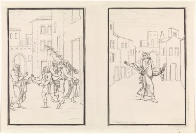 Twee scènes uit de komedie Andria van Terentius