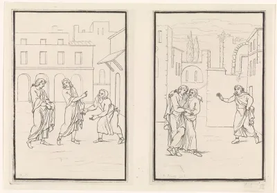 Twee scènes uit de komedie Andria van Terentius