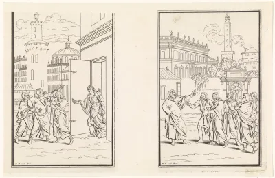 Twee scènes uit een komedie van Terentius