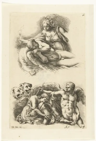 Twee scènes uit het verhaal van Amor en Psyche