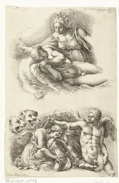 Twee scènes uit het verhaal van Amor en Psyche