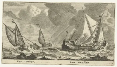 Twee schepen: een damschuit een een smalschip