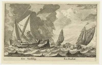 Twee schepen: een smalschip en een damschuit