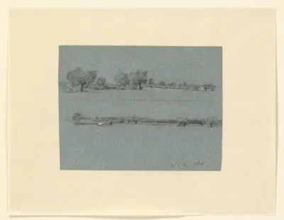 Twee schetsen van een landschap in de verte