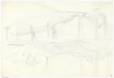 Twee schetsen van een landschap