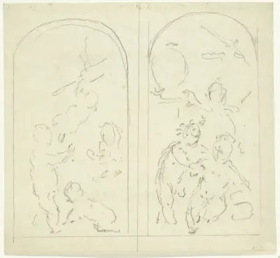 Twee schetsen voor grisailles met putti