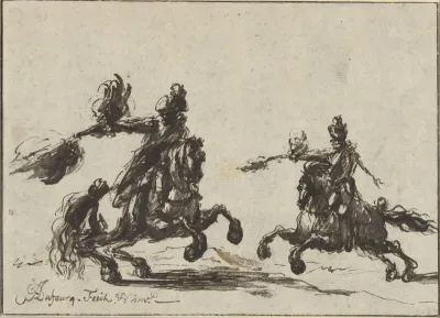 Twee schietende ruiters