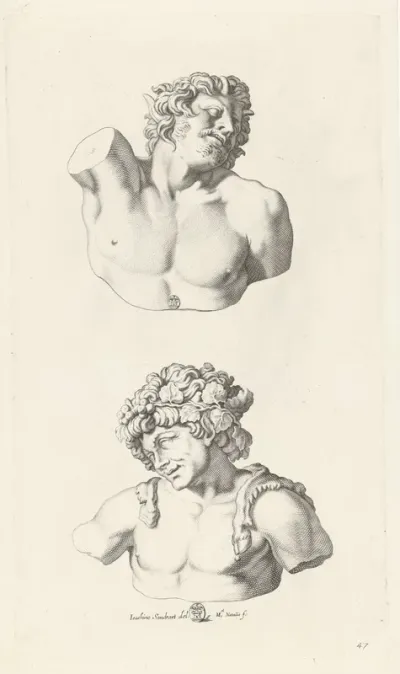 Twee sculpturen van een faun